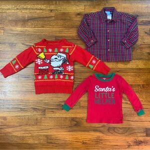 Baby Toddler Boy Christmas Themed Bundle Sweater Shirt Top
Plaid
Santa’s Helper